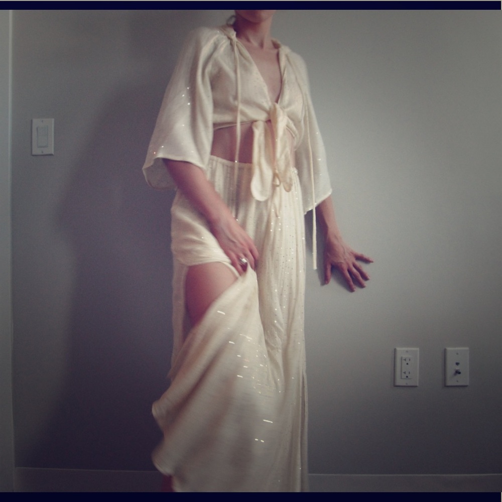 Two piece swimsuit cover up